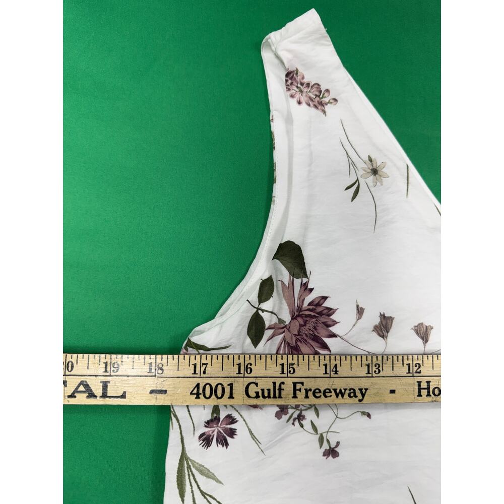 Spirit V-neck sleeveless floral tank botanical wildflower white background Sz S - Picture 8 of 10
